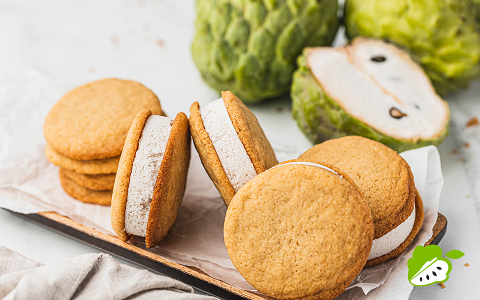 Custard Apple &amp; Coconut Ice Cream Sandwiches